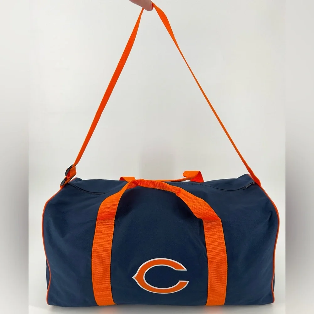 Vtg Chicago Bears Miller Lite Promo Duffel Bag Navy Orange Football Gym NFL Y2K